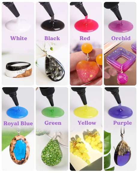 LET'S RESIN UV Resin,18 Dark Colored UV Resin, Odorless & Low Shrinkage UV Color Resin with Vibrant Colors, Black and White UV Resin Kit for Crafts, Jewelry Making, Colored Resin Casting and Coating LET'S RESIN