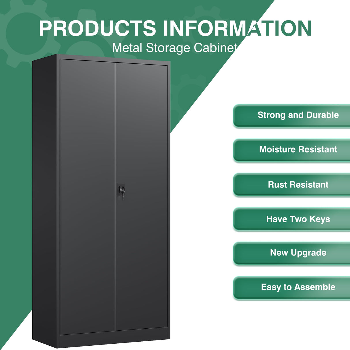 Letaya Metal Garage Storage Cabinets with Lock Door and Adjustable Shelves, Steel Tool Cabinets for Home,Office,Warehouse Organisieren (Black, 72" H) Letaya