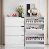 Shoe Storage Cabinet for Entryway with 3 Flip Drawers, Sturdy Wood Hidden Shoe Storage, Freestanding Narrow Slim Shoe Organizer for Front Door Entrance, Living Room, Hallway, Bedroom, White Xixini