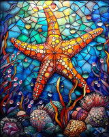 Colorful Underwater World Paint by Number Kits 16 x 20 inch Canvas Starfish DIY Painting for Kids Students Adults Beginners with Brushes Acrylic Pigment for Gift Stained Glass Ocean(Without Frame) Generic