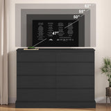 Hasuit Black Dresser for Bedroom, Long Dresser with 8 Drawers, 51.5''W Wooden Dresser Chest of 8 Drawers, Large Capacity Clothing Storage Cabinet, Wide Dresser for Bedroom Living Room Entryway Hasuit