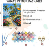 Beach Paint by Numbers Kit for Adults Beginner,Flower Easy Adult Paint by Number Kits on Canvas DIY Painting for Beginners Art by Numbers for Home Wall Decor 16x20 Inch NEGEKFKX