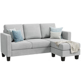 YESHOMY Convertible Sectional Small Sofa L-Shaped Couch Seat with Modern Linen Fabric, for Living Room, Apartment,Study and Office, 70", Light Gray YESHOMY