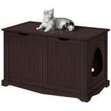Yaheetech Cat Litter Box Enclosure, Cat Litter Box Furniture Hidden, Wooden Pet Crate Cat Washroom Storage Bench with Divider Home Litter Loo Indoor Cat House Espresso Yaheetech