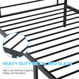 QUJEON Bunk Bed,Bunk Bed Twin Over Twin for Kids Teens Adults,Metal Bed Frame with Ladders and Guardrail,Sturdy Literas Heavy Duty Metal Slats,No Spring Box Required,Black QUJEON