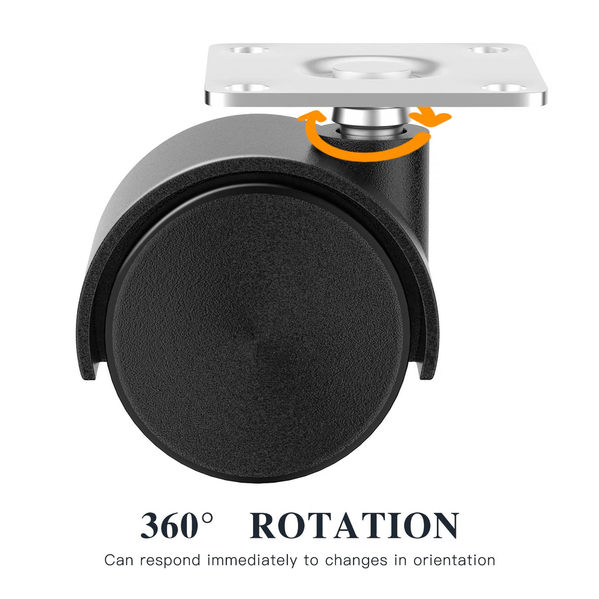 1.5 Inch Furniture Caster Wheels, Plastic Casters Set of 4, Plate Swivel Nylon Small Casters for Carts, Furniture, Baby Bed, Kitchen, Cabinet, Table (with Stainless Steel Screws) ANDUTEES