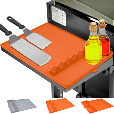 Grill Accessories Silicone Griddle Mat for Blackstone Side Shelf, Silicone Spatula Pad Mats Cooking Gadgets Barbecue Tools for Outdoor BBQ Kitchen Countertop by EANINNO Orange