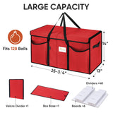 BALEINE Christmas Ornament Storage Box with Dividers, Premium Holiday Ornaments Storage Container Bin for Xmas Decorations (128 Ball, Green, Without Tray) BALEINE