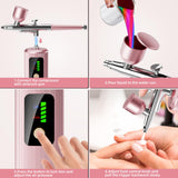 Airbrush Kit with Compressor - 48PSI High-Pressure, Non-Clogging Air Brush Set Cordless Rechargeable with 0.3mm Nozzle, Ideal for Painting, Modeling, Cake Decor, Pastry, Makeup, Nail Art (Pink) Istarziberlla