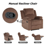 CANMOV Manual Recliner Chair, Soft Fabric Overstuffed Recliner Single Sofa Chair for Living Room Bedroom, Heavy Duty and Safety Reclining Mechanism, Light Brown CANMOV