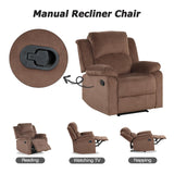 CANMOV Manual Recliner Chair Set of 2, Soft Fabric Overstuffed Recliner Single Sofa Chair for Living Room Bedroom, Heavy Duty and Safety Reclining Mechanism, Light Brown CANMOV