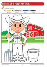 School Zone Color by Letter Farm Fun Workbook: 64 Pages, Preschool, Kindergarten, 1st Grade, ABC's, Alphabet, Color Skills, Coloring, Matching, Farm Animals, Ages 4-6 (Activity Zone Book Series) School Zone