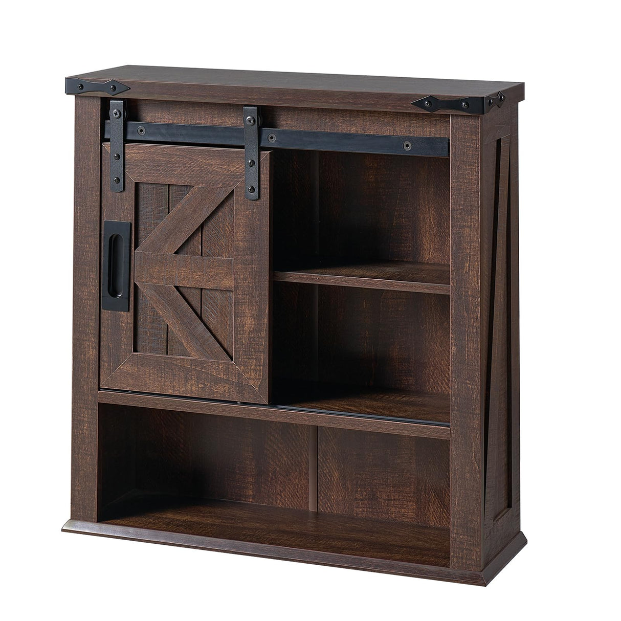 LUXOAK Farmhouse 24” Bathroom Wall Cabinet with Sliding Barn Door & Adjustable Shelf, Medicine Cabinet Wall Mounted, Storage Cabinet for Bathroom, Toilet, Kitchen, Living Room, Reclaimed Barnwood LUXOAK