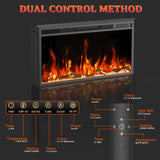 Weyderk 62"Electric Fireplace with Mantel for Living Room or Bedroom, Replaceable 36"Fireplace Insert Heater, Grey Marble Finish with Mantel, 3D Realistic Log and Flame Effect, Remote Control, Timer Weyderk