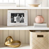 UPPER DECOR Whitewashed Wooden 5x7 Picture Frame with Beaded Design – Rustic and Boho Style, Decorative 5x7 Photo Frame for Home Decor, Farmhouse Rustic Picture Frame for Photos UPPER DECOR