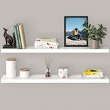 Ballucci Floating Shelves for Wall, 48" Wood Wall Shelf Set of 2, with Invisible Brackets for Bathroom, Living Room, Bedroom, Kitchen, Nursery, 8" Deep, White Ballucci