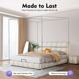 JAYEUW Canopy Bed Frame King Size Canopy Bed Frame & Bed Poles Stainless Steel Fit for Four-Corner Bed (King) JAYEUW