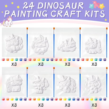 Leyndo 24 Set Unicorn Painting Kit Bulk Craft Kits DIY Paint Your Own Ceramic Figurines to Paint Unpainted Ceramic Plaster Painting Crafts for Party Favor Birthday Decorations Leyndo