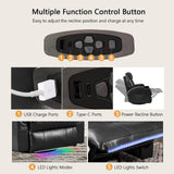 IBTKIG Power Swivel Rocker Recliner Chair with Massage and Heat/LED Lights/USB and Type-C Ports/Infinite Position/Cup Holder, Electric Glider Reclining Sofa for Nursery Living Room (2, Black) IBTKIG