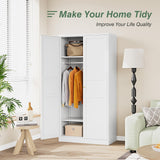 LISSIMO Metal Armoire Wardrobe Closet Cabinet,White Armoire Wardrobe Closets Storage Cabinets with Doors and Adjustable Shelves for Laundry Room,Bedroom,Bathroom LISSIMO