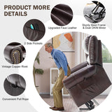 CDCASA Dual Motor Lay Flat Lift Chairs Recliners for Elderly with Massage and Heat, Breathable Leather Infinite Position Large Sleeping Electric Power Lift Chair Recliner for Seniors, Brown CDCASA