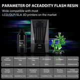 Aceaddity Flash 3D Printer Resin - High-Speed Standard Photopolymer Resin with Great Fluidity, Fast Printing for LCD/DLP 3D Printers, High Precision & Low Shrinkage, Clear Green 1KG Aceaddity