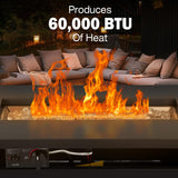 Hykolity 42 Inch Gas Fire Pit Table, 60,000 BTU Propane Pits for Outside with Steel Lid and Waterproof Cover, 2 in 1 Firepit Table Gatherings Parties on Patio Deck Garden Backyard, Black hykolity