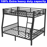 SIMPLEZC Upgraded Version Heavy Duty Thicken Metal Full XL Over Queen Bunk Bed, Stronger Steel Full Over Queen Bunk Bed, Bunkbed Frame Queen Size for Adults, Easy Assembly, Black (Full XL Over Queen) SIMPLEZC