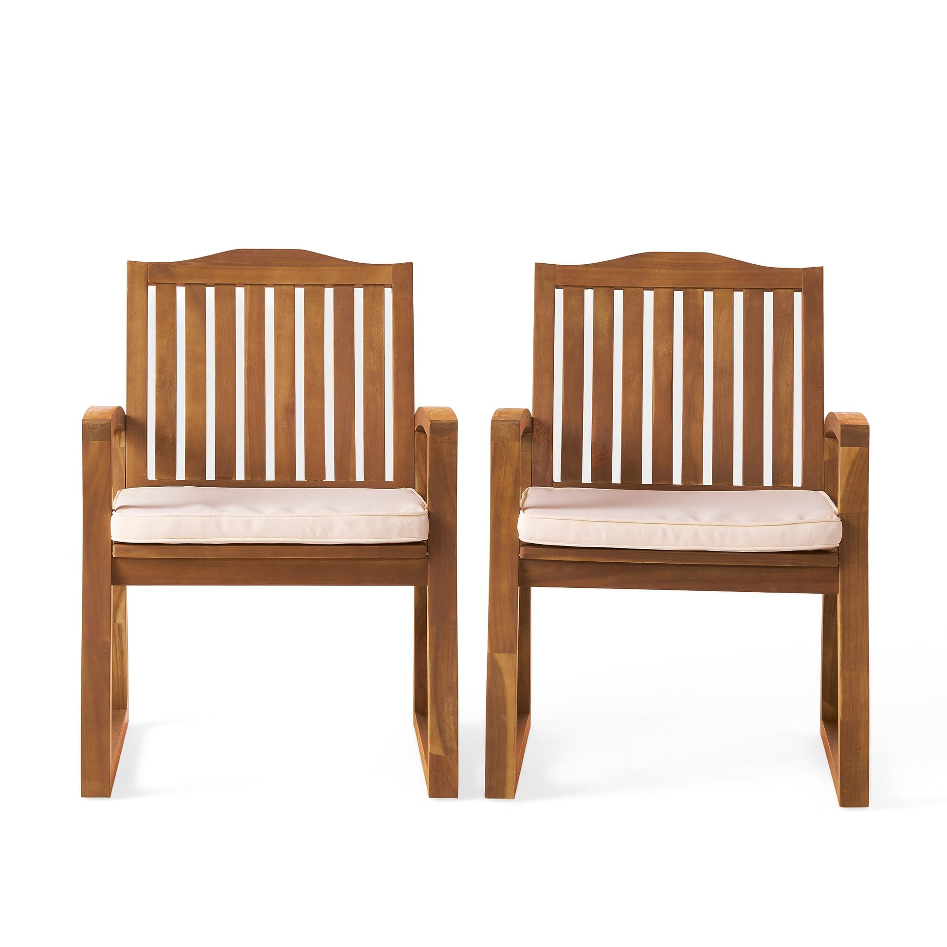 Christopher Knight Home Della Acacia Wood Outdor Dining Chairs, 2-Pcs Set, Teak Finish With Rustic Metal - WoodArtSupply