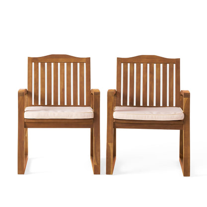 Christopher Knight Home Della Acacia Wood Outdor Dining Chairs, 2-Pcs Set, Teak Finish With Rustic Metal - WoodArtSupply