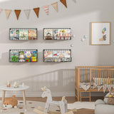 Wall Mounted Metal Kids Bookshelf, Floating Book Shelves for Kids Nursery Toddler Classroom, Hanging Book Shelf Organizer for Room Decor, Black, Set of 4 X-cosrack