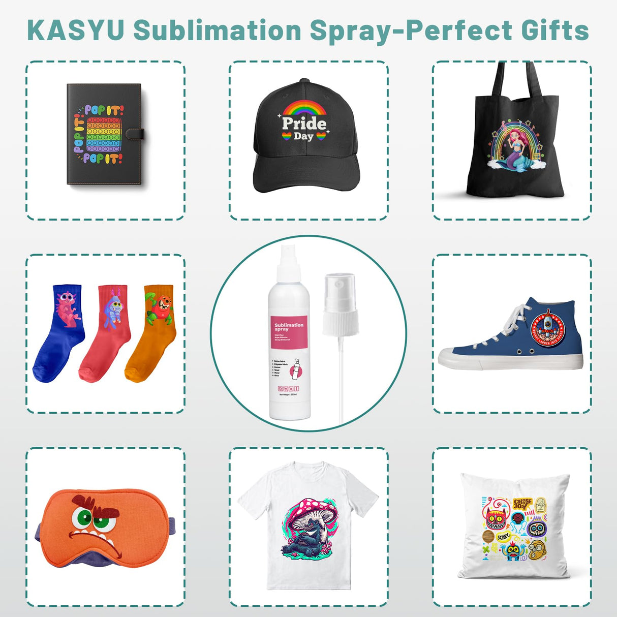 KASYU 250ml Sublimation Spray for Cotton Shirts with 2 Nozzles, Sublimation Coating Spray for T-Shirts, Canva, Cotton, Polyester Fabric, Quick Dry, High Gloss KASYU