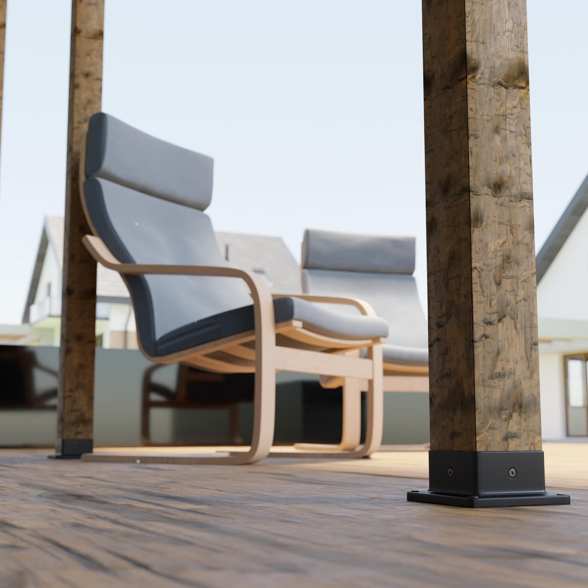 HILLMASTER 4x4 Post Base, 4 Pack Plastic Post Anchor Deck Post Base Support for Outdoor Wooden Fence,Mailbox,Pergola Brackets Fence Kit, Durable Black Bracket Base Cover with Black Powder-Coated HILLMASTER