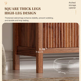 Ieejdn 71" Tall Arched Kitchen Pantry,Modern Fluted Wood Storage Cabinet with Doors,Adjustable Shelves,Organizer, Versatile Cupboard for Kitchen,Living Room,Dining Room,Bathroom,Walnut