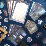 icceemee Scrapbooking Supplies Kit, Blue Starry Sky Scrapbooking Kit for Bullet Junk Journaling, Stationery, A6 Grid Notebook, Floral DIY Note-Taking Supplies, Birthday Craft Gift for Teen Girls icceemee