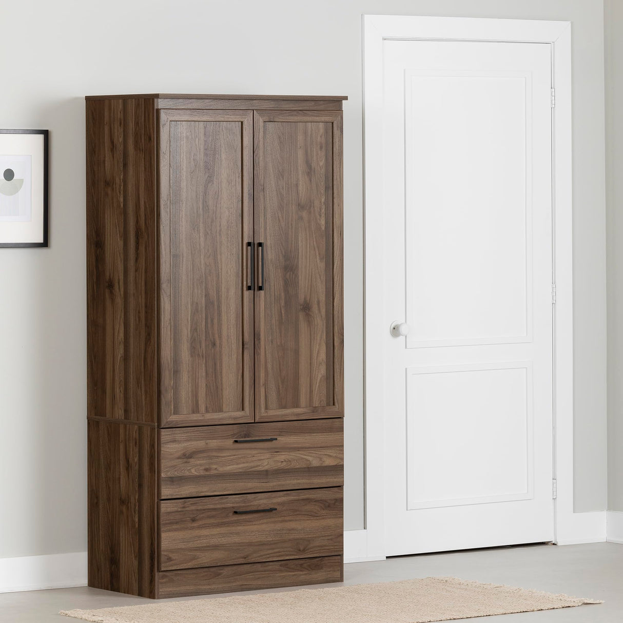 South Shore Acapella Wardrobe Armoire, Natural Walnut South Shore