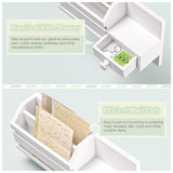 VIS'V Key Holder for Wall, Wooden Key Mail Holder with Drawer Wall Mount Key Organizer Mail Sorter with 6 Key Hooks Key Rack with Shelf for Entryway Doorway Hallway - White VIS'V