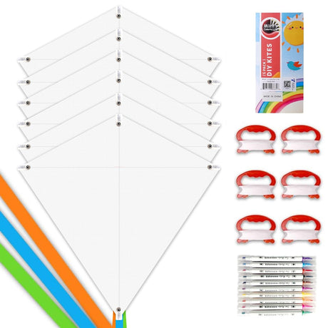 DIY Kites for Kids Kite Making Kit Bulk, Decorating Coloring Kite Party Pack,White Diamond Kites Kits (6 Pack) Mint's Colorful Life