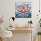 3D Crystal Diamond Lotus Jigsaw Puzzle 1000 Piece for Adult, Art Aesthetic Pretty Jewel Jigsaw Puzzles, Difficult Flower Plant Embroidery Puzzle Larkipuzz