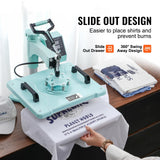 VEVOR 5 in 1 Heat Press Machine with 30 OZ Tumbler Press, 12x15 inch 360° Swing Away T Shirt Press Machine, Sublimation Heat Press Machine for T-Shirts, Mugs, Hats, Plates, Green VEVOR