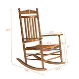 VINGLI 2 PCS Wood Rocking Chair Outdoor with 450 lbs Support Relaxing Rocker Solid Wood High Back Seat Reclining Seat for Deck, Garden, Backyard, Porch, Indoor or Outdoor Use, Teak VINGLI