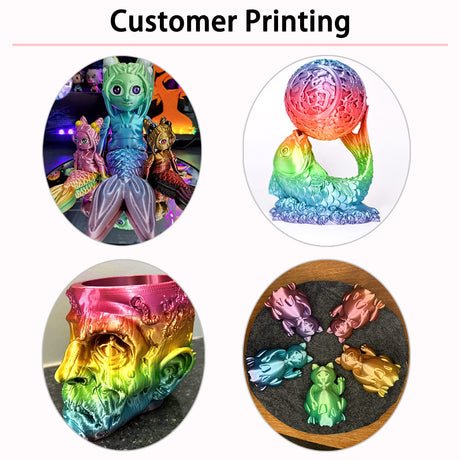 LOCYFENS Silk PLA Filament Multicolor, 3D Printer Filament Rainbow PLA Filament 1.75mm +/- 0.02mm, 3D Printing Filament 1kg/2.2lbs LOCYFENS
