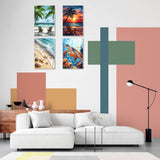 4 Pack Framed Paint by Numbers Kit for Adults Beginner Canvas Painting by Numbers for Adults Beach Easy Adult Paint by Number Kits with Frame Sea Turtle Watercolor Painting by Number 8x12 Inch obterie