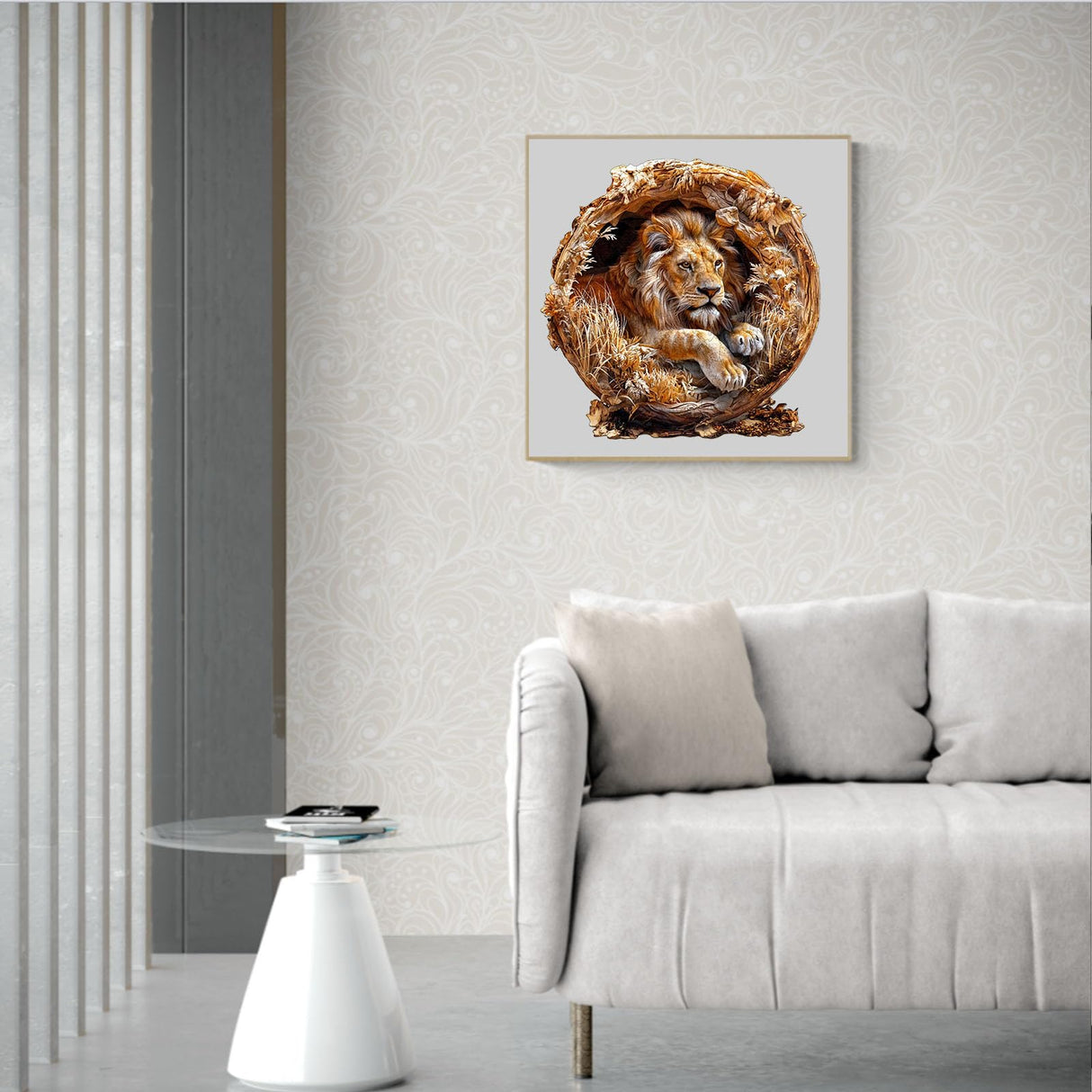 KAAYEE Wooden Puzzles for Adults, 3D Vision Effect Lion King Wooden Jigsaw Puzzles 200 PCS Unique Shape Advanced Wood Puzzle Adult, 3D Effect Flat Puzzle Birthday Gifts Family Game (M-11.4 * 11.4in) KAAYEE