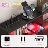 knoworld Black 9 Drawer Dressers for Bedroom, Modern Large Dresser with LED Light and Power Outlet, Wooden Long Dresser, Triple Dresser for Bedroom, Living Room, Entryway, Hallway knoworld