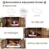 Recaceik Cat Litter Box Enclosure with Cat Tree, Hidden Cat Washroom Furniture with Divider, Wooden Cat House with Platform, Scratching Post and Soft Plush Perch, Indoor Pet Cabinet,Rustic Brown Recaceik