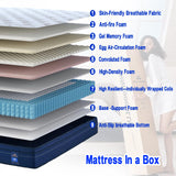 Queen Mattress,14 Inch Gel Memory Foam Hybrid Mattress in a Box,Motion Isolation Individually Pocket Innerspring ,Pressure Relief,Back Pain Relief,Breathable,Medium Firm,Non-Fiberglass Mattress DINBooonLUX