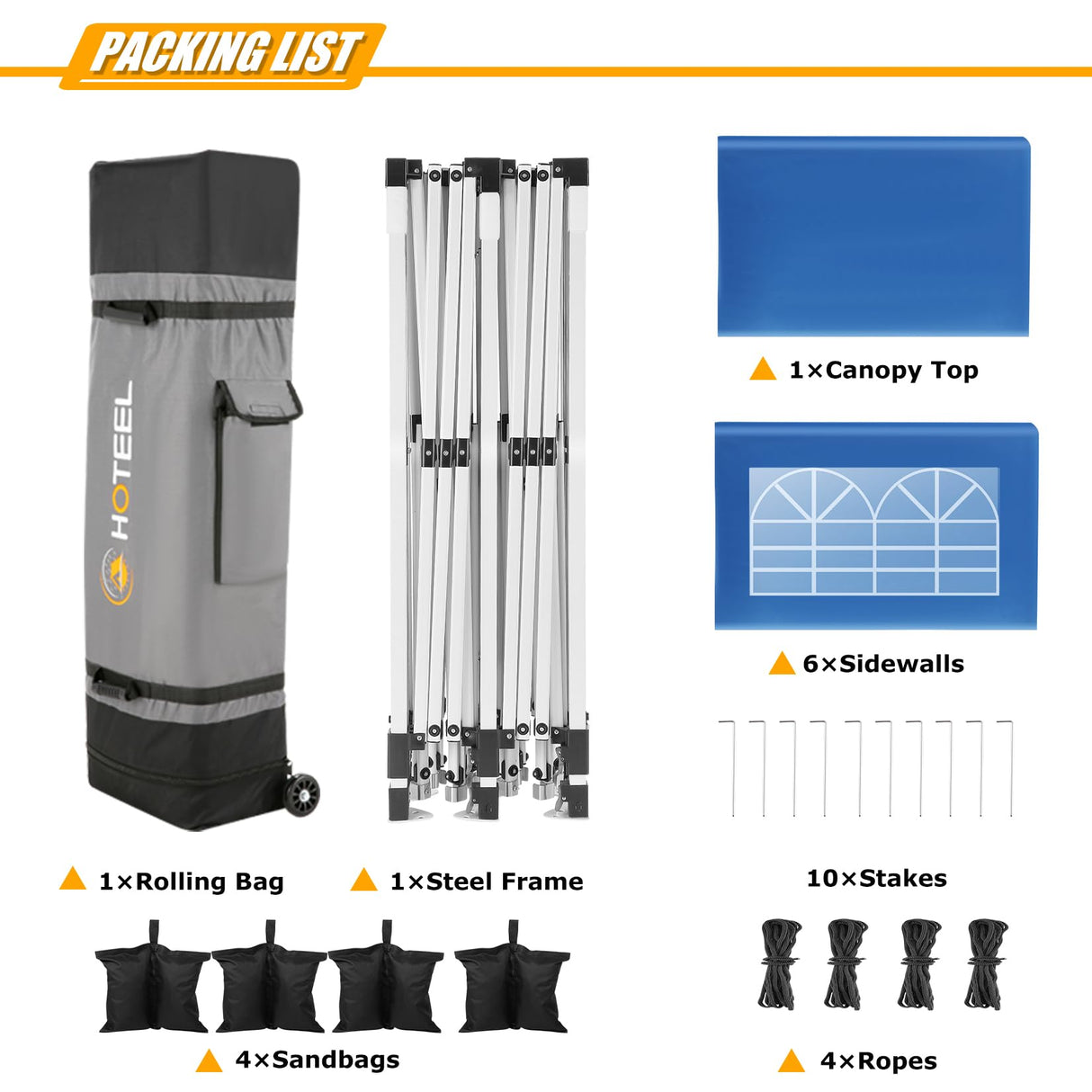 HOTEEL Party Tent 10x30 Pop Up Canopy Tent with 8 Sidewalls, Wheeled Bag, 4 Weight Bags, Easy Setup Outdoor Tent for Backyard Party with Extra Height, Waterproof UPF50+ Event Tent for Patio, Blue Hoteel