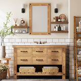 QEEIG Bathroom Shelves Over Toilet Wall Mounted Floating Shelves Farmhouse Shelf Toilet Paper Holder Small 16 inch Set of 3, Rustic Brown (019-BN3) QEEIG