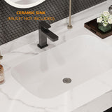 40 Inch Modern Wall Mounted Bathroom Vanity with Ceramic Sink. Quick Assembly Solid Wood Floating Bathroom Vanity Cabinet with 2 Drawers and 2 Storage,Black.… Glintee